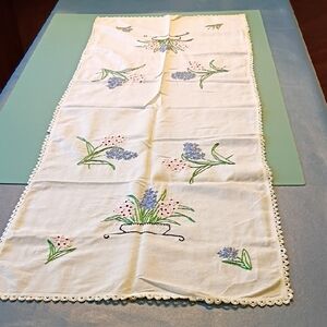 Elegant Floral Embroidered Table Runner